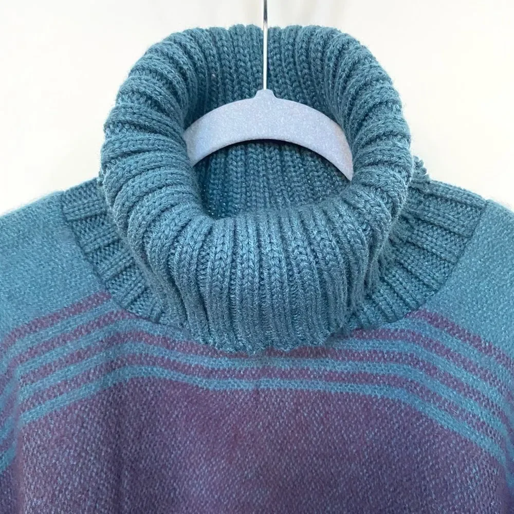 NWT Tahari Women’s Green Teal Aqua Stripe Coverup Poncho